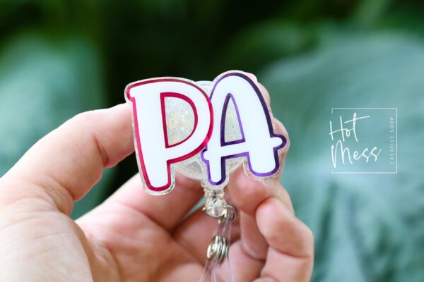 Physician Assistant Glitter Badge Reel – Sparkly PA Retractable ID Holder, Cute Badge Clip for Medical Professionals