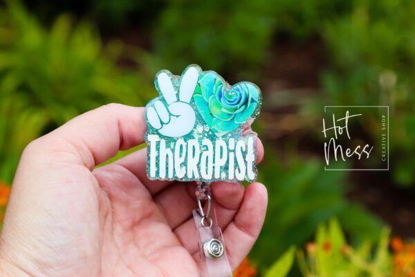 Therapist badge reel, ID Holder, Retractable Acrylic Badge Reel, Mental Health, Therapist ID Holder, School Counselor