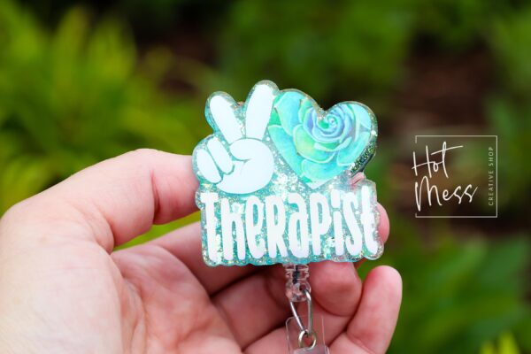 Therapist badge reel, ID Holder, Retractable Acrylic Badge Reel, Mental Health, Therapist ID Holder, School Counselor