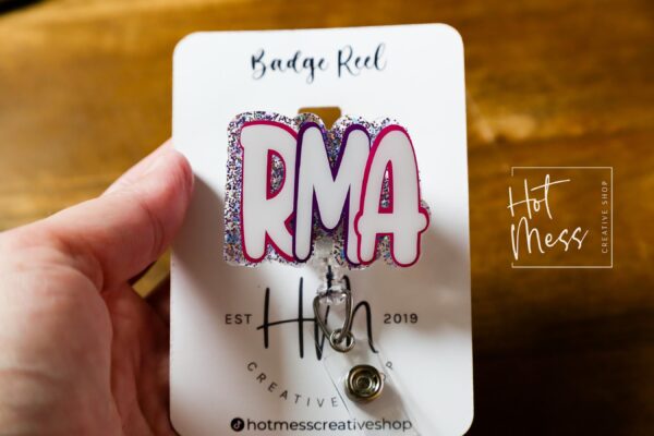 Registered Medical Assistant Glitter Badge Reel – Sparkly ID Holder for RMA, Retractable Badge Clip, Cute Healthcare Accessory