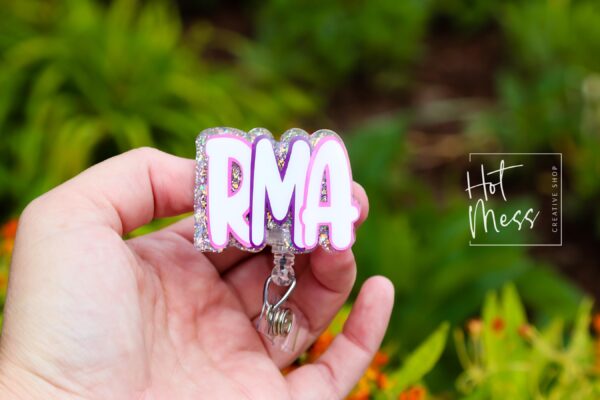 Registered Medical Assistant Glitter Badge Reel – Sparkly ID Holder for RMA, Retractable Badge Clip, Cute Healthcare Accessory