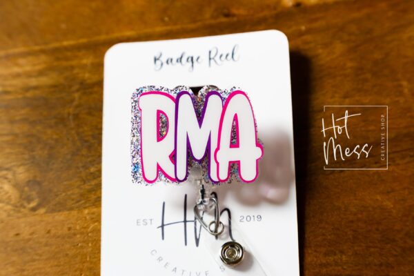 Registered Medical Assistant Glitter Badge Reel – Sparkly ID Holder for RMA, Retractable Badge Clip, Cute Healthcare Accessory