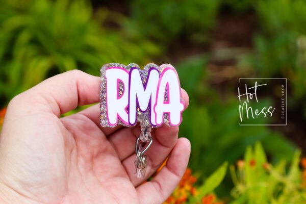 Registered Medical Assistant Glitter Badge Reel – Sparkly ID Holder for RMA, Retractable Badge Clip, Cute Healthcare Accessory