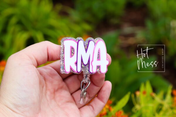 Registered Medical Assistant Glitter Badge Reel – Sparkly ID Holder for RMA, Retractable Badge Clip, Cute Healthcare Accessory