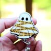 CSI Ghost Badge Reel,  Halloween ID Holder, Interchangeable Glitter badge reel, forensic science Ghost