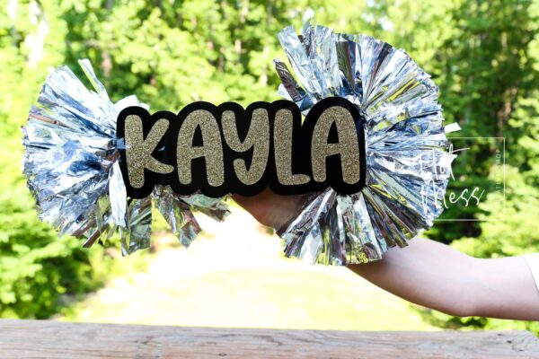 Name Cheer Stick, Spirit Stick, Game Day Stick, Personalized Name Cheer Sign With Pom Poms