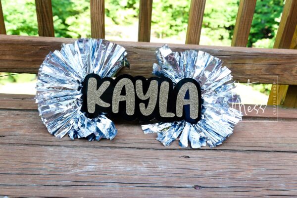 Name Cheer Stick, Spirit Stick, Game Day Stick, Personalized Name Cheer Sign With Pom Poms