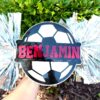 Soccer Cheer Stick, Spirit Stick, Game Day Stick, Personalized Name Cheer Sign With Pom Poms