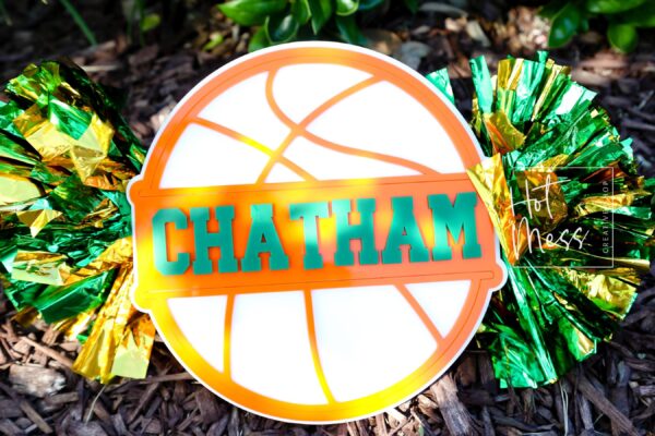 il_fullxfull.7048210586_78jw Basketball Cheer Stick, Spirit Stick, Game Day Stick, Personalized Name Cheer Sign With Pom Poms