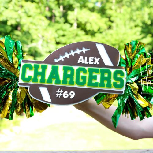 Personalized Football Spirit Stick: Custom Cheer Sign with Pom Poms for Game Day Rally