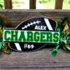 Personalized Football Spirit Stick: Custom Cheer Sign with Pom Poms for Game Day Rally