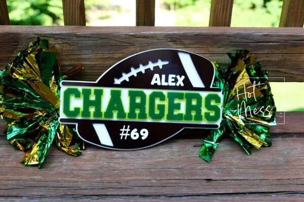 Personalized Football Spirit Stick: Custom Cheer Sign with Pom Poms for Game Day Rally