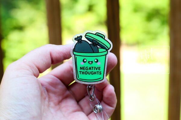 Trash Negative Thoughts Badge Reel, Positive Thoughts ID Holder, Nurse Gift, Mental Health, Therapist ID Holder, School Counselor