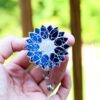 il_fullxfull.7094730215_7aus Blue Holographic Sunflower Badge Reel, Retractable Badge Reel, Interchangeable Badge Reel