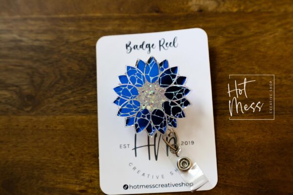 il_fullxfull.7094730475_9szj Blue Holographic Sunflower Badge Reel, Retractable Badge Reel, Interchangeable Badge Reel