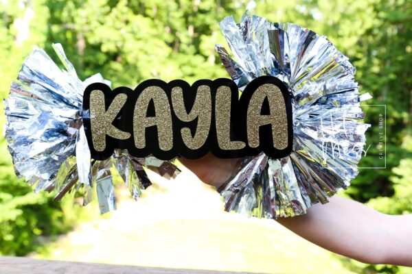 Name Cheer Stick, Spirit Stick, Game Day Stick, Personalized Name Cheer Sign With Pom Poms