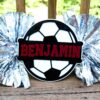 Soccer Cheer Stick, Spirit Stick, Game Day Stick, Personalized Name Cheer Sign With Pom Poms