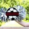 Soccer Cheer Stick, Spirit Stick, Game Day Stick, Personalized Name Cheer Sign With Pom Poms