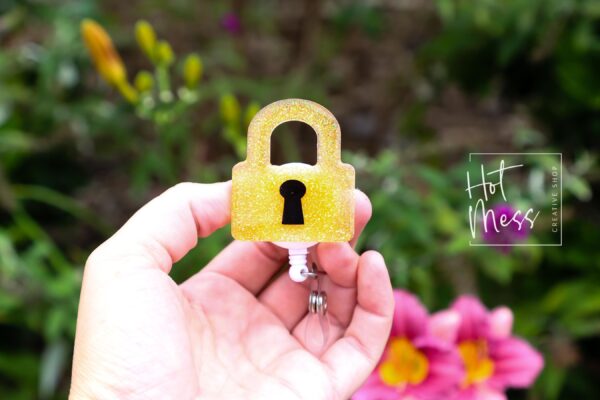 Orange Lock Badge Reel, Showgirl Badge reel, RN ID Holder, Retractable Acrylic Badge Reel, Nurse Gift, Night Shift