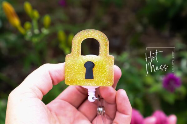 Orange Lock Badge Reel, Showgirl Badge reel, RN ID Holder, Retractable Acrylic Badge Reel, Nurse Gift, Night Shift