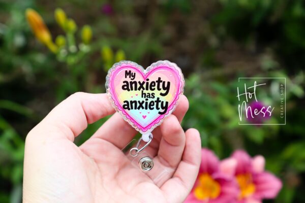 il_fullxfull.7141801842_gvla My Anxiety has Anxiety badge reel, Interchangeable Badge Reel, Cute badge Reel, Teacher ID Holder, Anxiety badge reel, Badge Holder