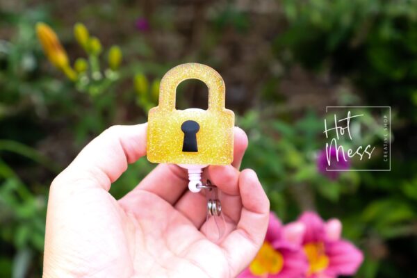 Orange Lock Badge Reel, Showgirl Badge reel, RN ID Holder, Retractable Acrylic Badge Reel, Nurse Gift, Night Shift