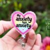 il_fullxfull.7189783311_30q1 My Anxiety has Anxiety badge reel, Interchangeable Badge Reel, Cute badge Reel, Teacher ID Holder, Anxiety badge reel, Badge Holder