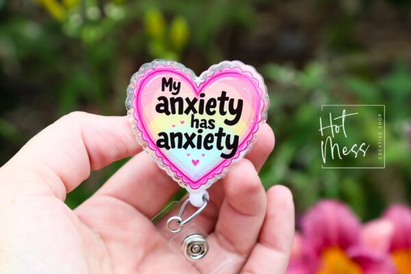 il_fullxfull.7189783311_30q1 My Anxiety has Anxiety badge reel, Interchangeable Badge Reel, Cute badge Reel, Teacher ID Holder, Anxiety badge reel, Badge Holder