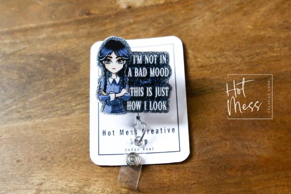 Wednesday Badge Reel, Retractable Badge Reel, Interchangeable Badge Reel, nevermore academy