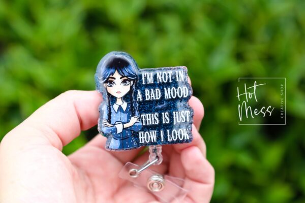 Wednesday Badge Reel, Retractable Badge Reel, Interchangeable Badge Reel, nevermore academy