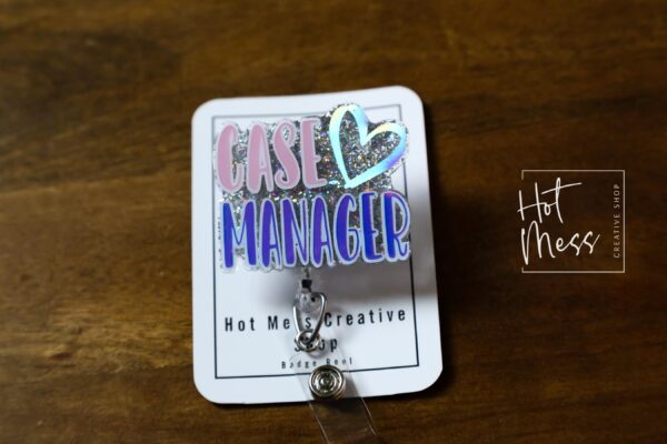 il_fullxfull.7239244042_man0 Case Manager Funny Badge Reel, Silver Glitter Case Manager gift, Retractable Badge Reel, Interchangeable Badge Reel, Social Worker gift