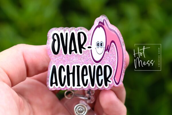 Ovar-Achiever Badge Reel, Retractable Badge Reel, Interchangeable Badge Reel, OBGYN Badge Reel