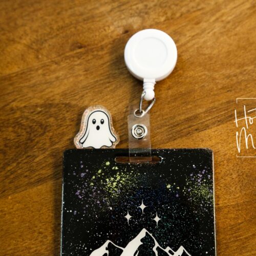 il_fullxfull.7239303642_c6tl Glitter Badge Topper, badge accessories. Nurse ID Accessory, Ghost