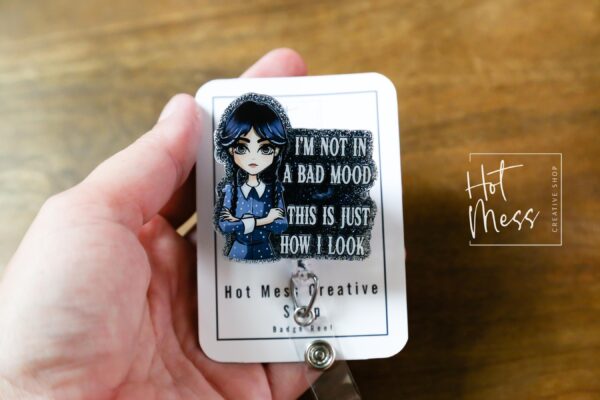 Wednesday Badge Reel, Retractable Badge Reel, Interchangeable Badge Reel, nevermore academy