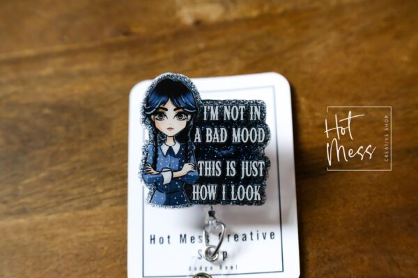 Wednesday Badge Reel, Retractable Badge Reel, Interchangeable Badge Reel, nevermore academy