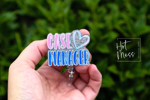 il_fullxfull.7287204457_akpl Case Manager Funny Badge Reel, Silver Glitter Case Manager gift, Retractable Badge Reel, Interchangeable Badge Reel, Social Worker gift