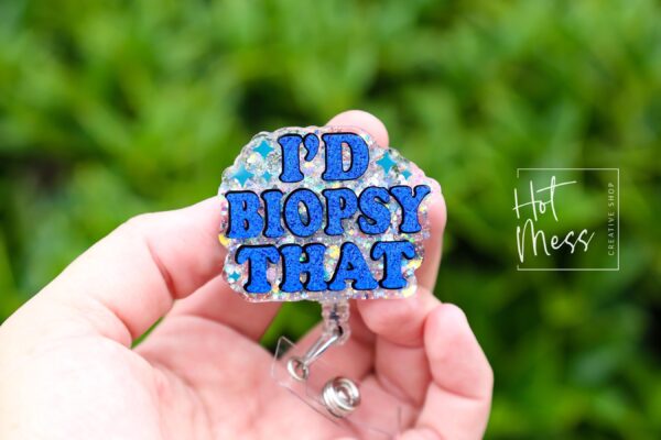 I'd biopsy that Badge Reel, Oncology Badge Reel, Nurse ID Holder, cancer awareness, chemo nurse badge. dermatology badge