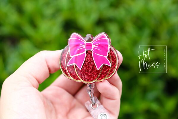 Seasonal Pumpkin Bow Badge Reel: Fall, Halloween, Thanksgiving Retractable ID Holder for Nurses & Teachers