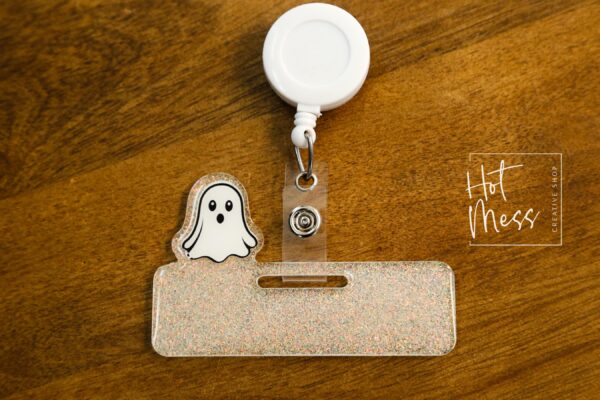 Glitter Badge Topper, badge accessories. Nurse ID Accessory, Ghost