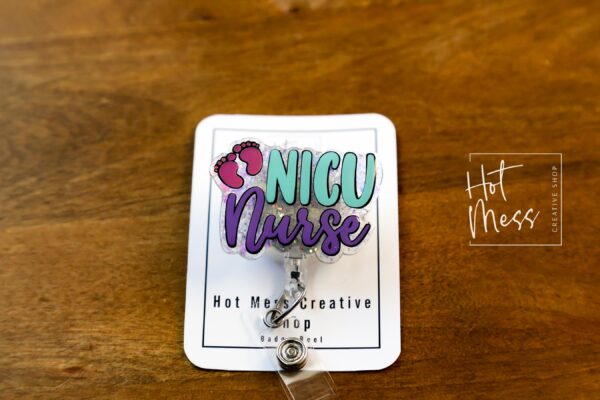 NICU Nurse Badge Reel, Glitter Badge Reel, Nurse ID Holder, Floral Badge Reel, Labor and Delivery Nurse