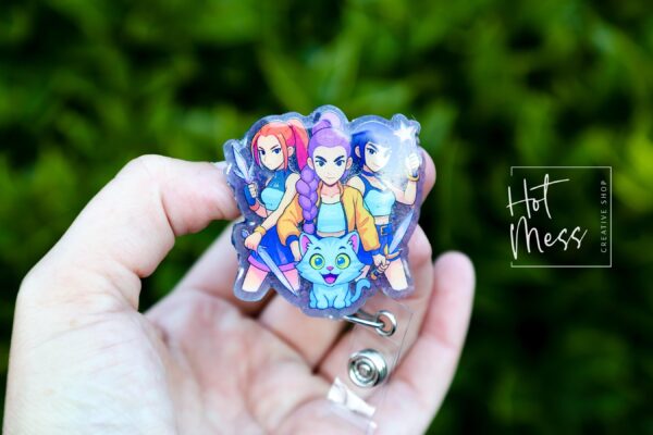 Demon Hunters Badge Reel: Retractable Anime ID Holder for Fans & Cosplay