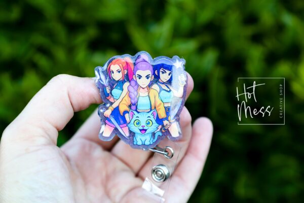 Demon Hunters Badge Reel: Retractable Anime ID Holder for Fans & Cosplay