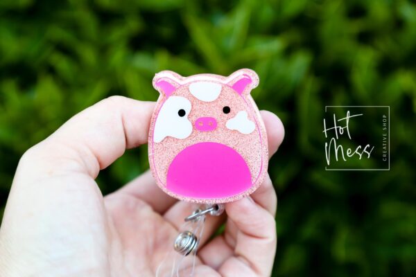 Pig Squish badge reel, Interchangeable Badge Reel, Teacher ID Holder, animal badge reel, Nurse Badge Holder, Stocking Stuffer
