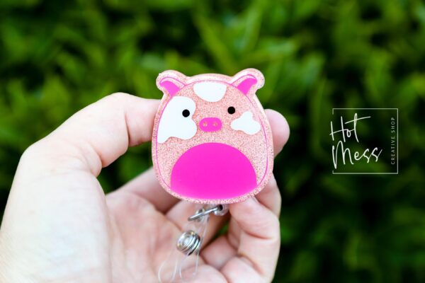Pig Squish badge reel, Interchangeable Badge Reel, Teacher ID Holder, animal badge reel, Nurse Badge Holder, Stocking Stuffer