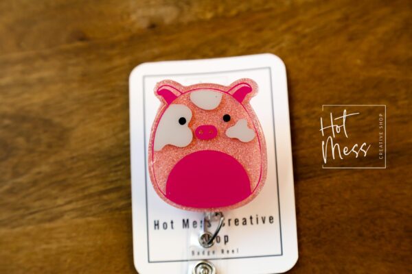 Pig Squish badge reel, Interchangeable Badge Reel, Teacher ID Holder, animal badge reel, Nurse Badge Holder, Stocking Stuffer