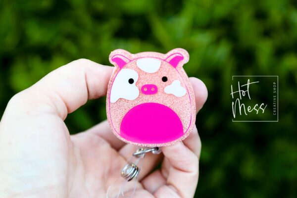 Pig Squish badge reel, Interchangeable Badge Reel, Teacher ID Holder, animal badge reel, Nurse Badge Holder, Stocking Stuffer