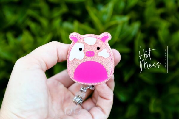 Pig Squish badge reel, Interchangeable Badge Reel, Teacher ID Holder, animal badge reel, Nurse Badge Holder, Stocking Stuffer