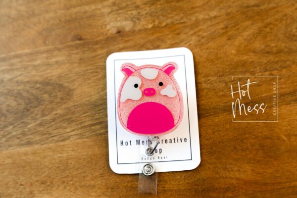 Pig Squish badge reel, Interchangeable Badge Reel, Teacher ID Holder, animal badge reel, Nurse Badge Holder, Stocking Stuffer