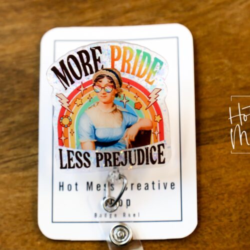 il_fullxfull.7300131960_li91 More pride Less prejudice Badge Reel, Gay Pride Badge Reel, LGBT Pride Retractable Badge Reel, ID Holder