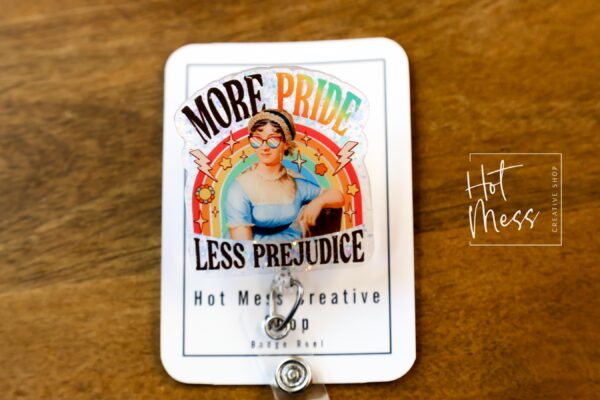 More pride Less prejudice  Badge Reel, Gay Pride Badge Reel, LGBT Pride Retractable Badge Reel, ID Holder